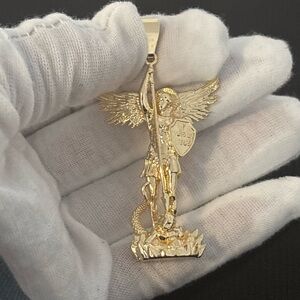 Large St. Michael Pendant For Men (Gold Plated)